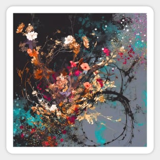 Loose oil painting of flowers Sticker